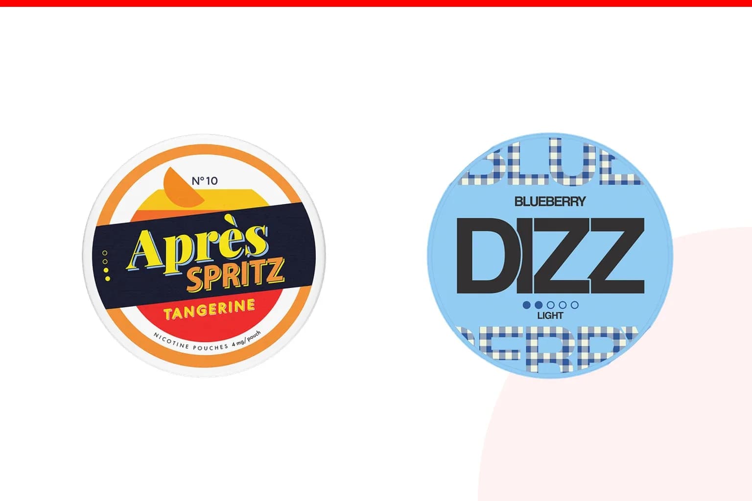 Cans of Après vs DIZZ from the Nicotine Pouches Canada range