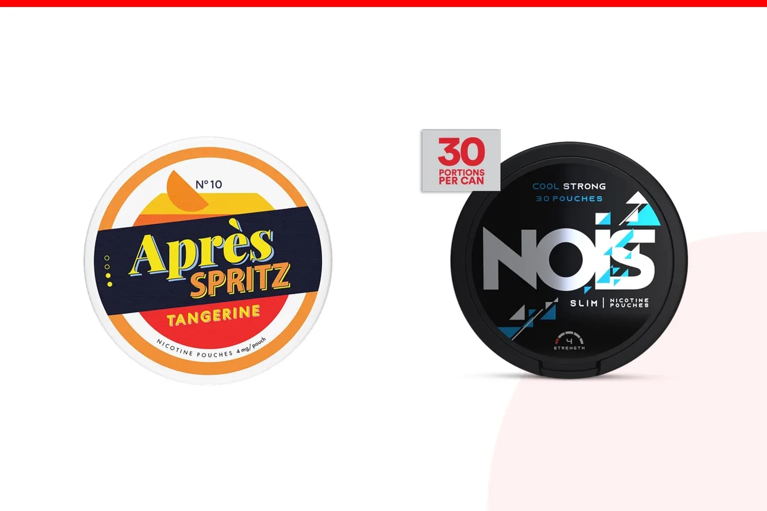 Cans of Après vs NOIS from the Nicotine Pouches Canada range