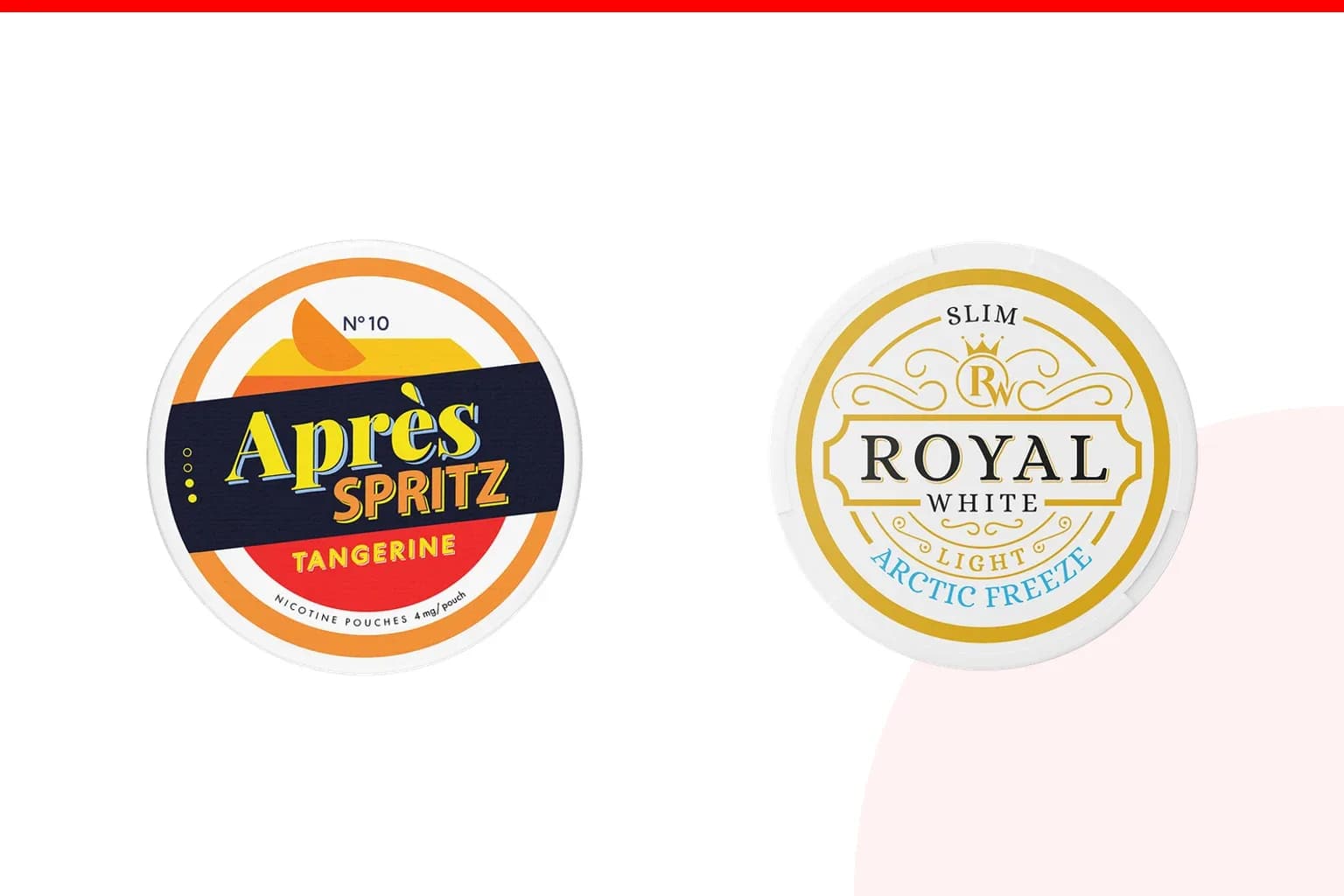 Cans of Après vs Royal White from the Nicotine Pouches Canada range