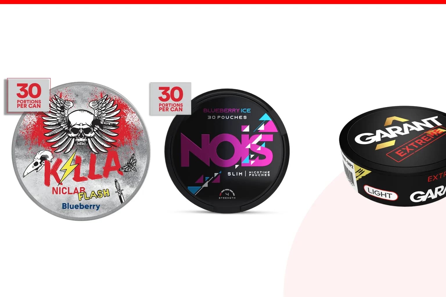 Cans of Best value nicotine pouches in Canada from the Nicotine Pouches Canada range
