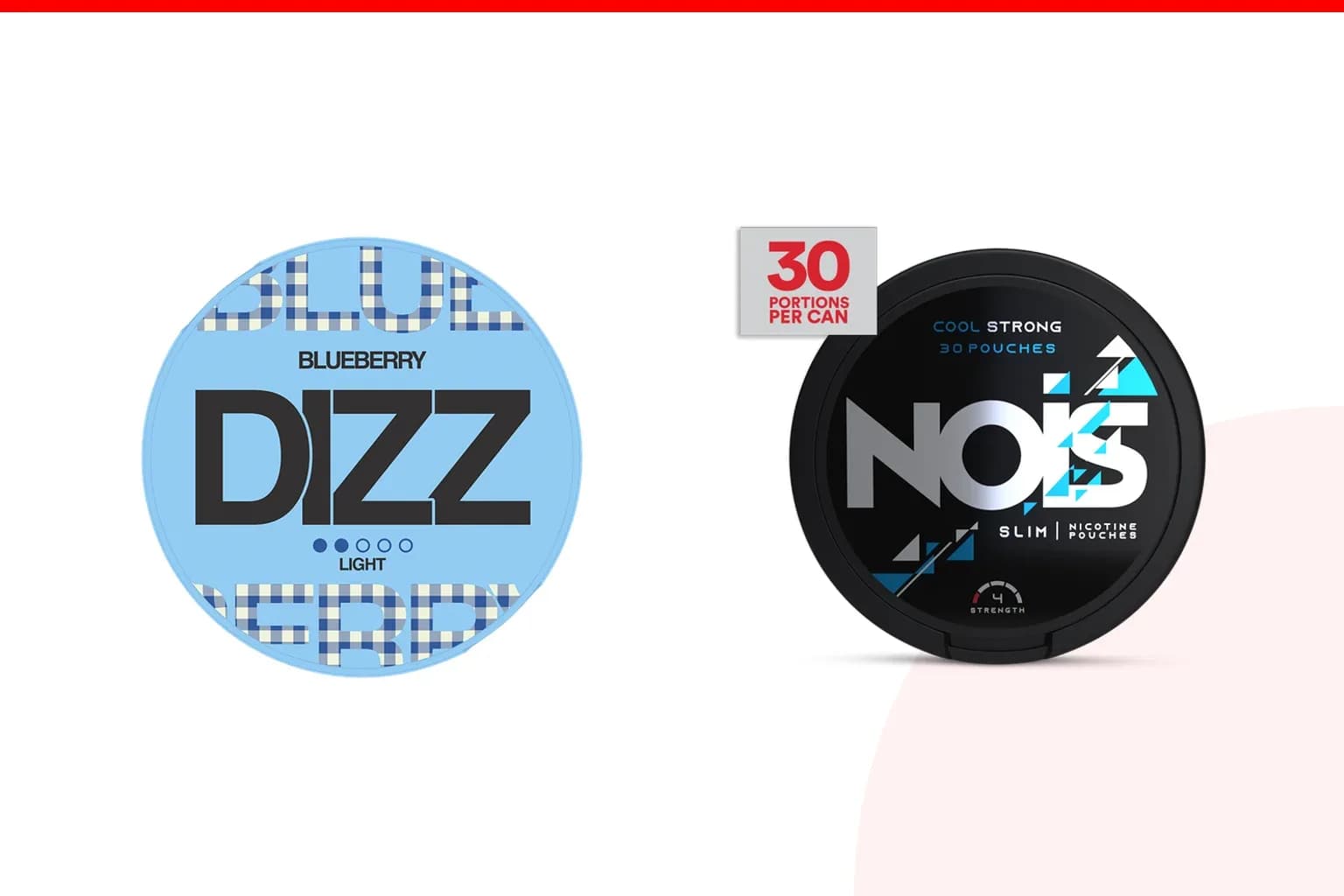 Cans of DIZZ vs NOIS from the Nicotine Pouches Canada range