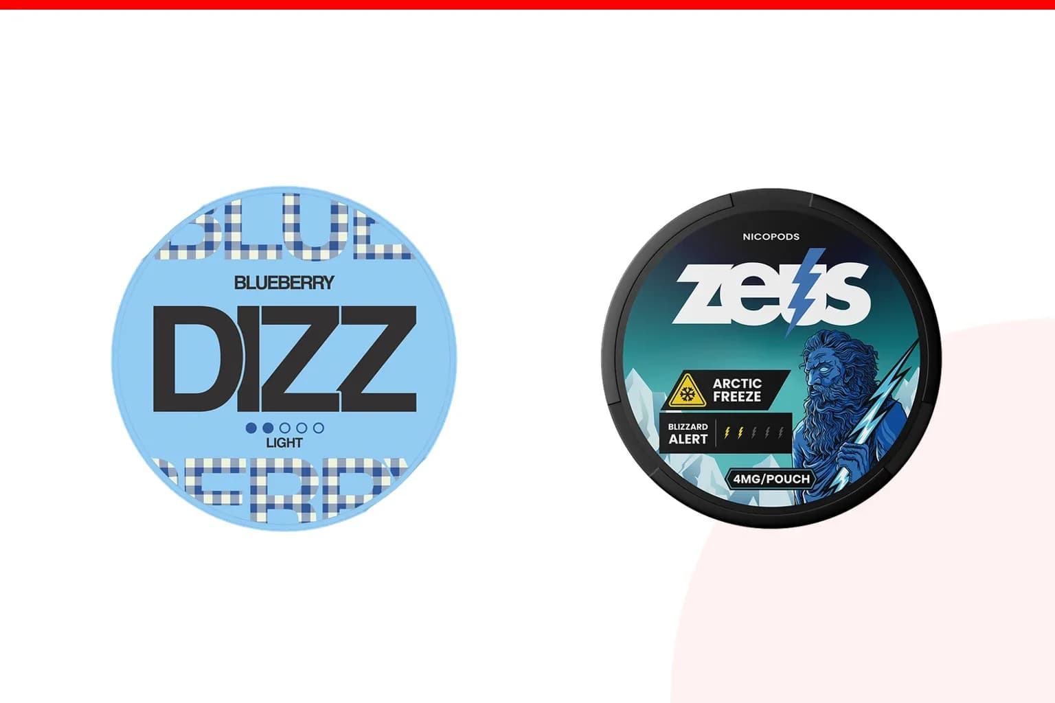 Cans of DIZZ vs ZEUS from the Nicotine Pouches Canada range