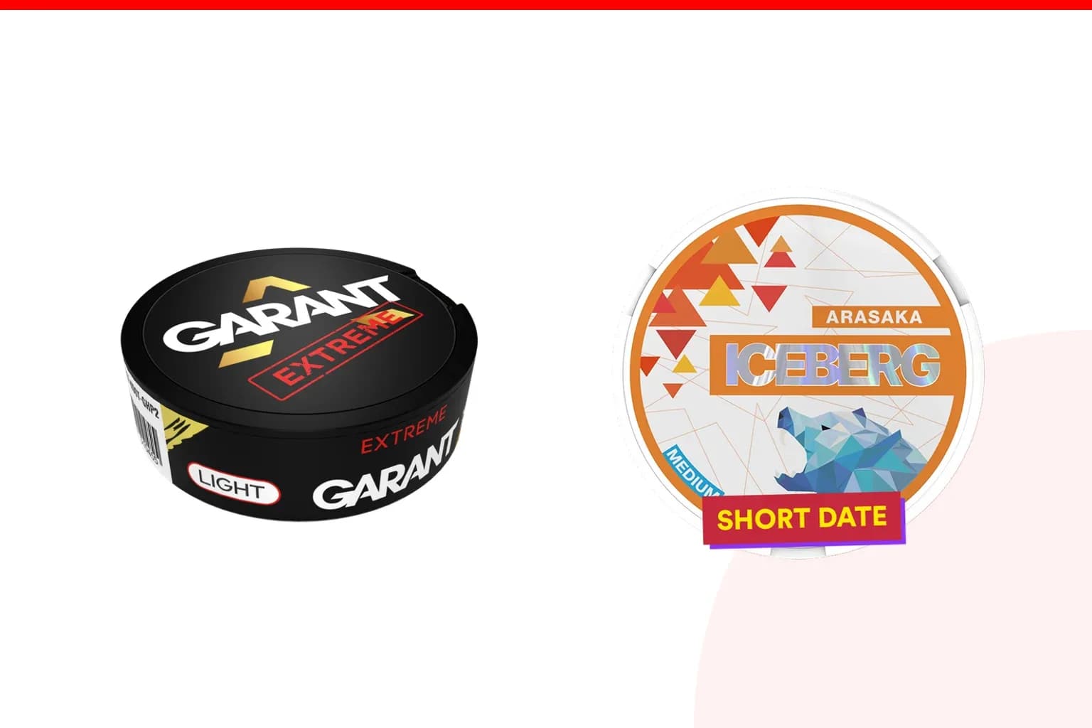 Cans of Garant vs Iceberg from the Nicotine Pouches Canada range