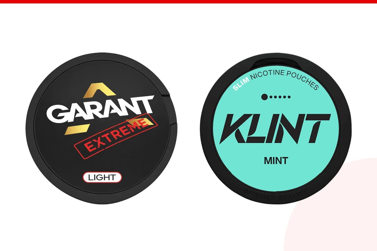 Cans of Garant vs KLINT from the Nicotine Pouches Canada range