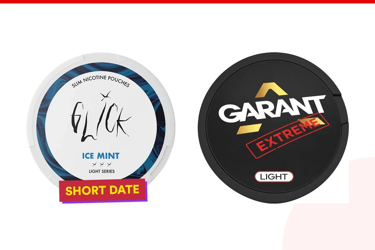 Cans of Glick vs Garant from the Nicotine Pouches Canada range