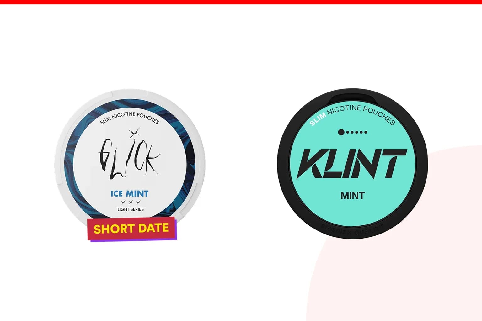 Cans of Glick vs KLINT from the Nicotine Pouches Canada range