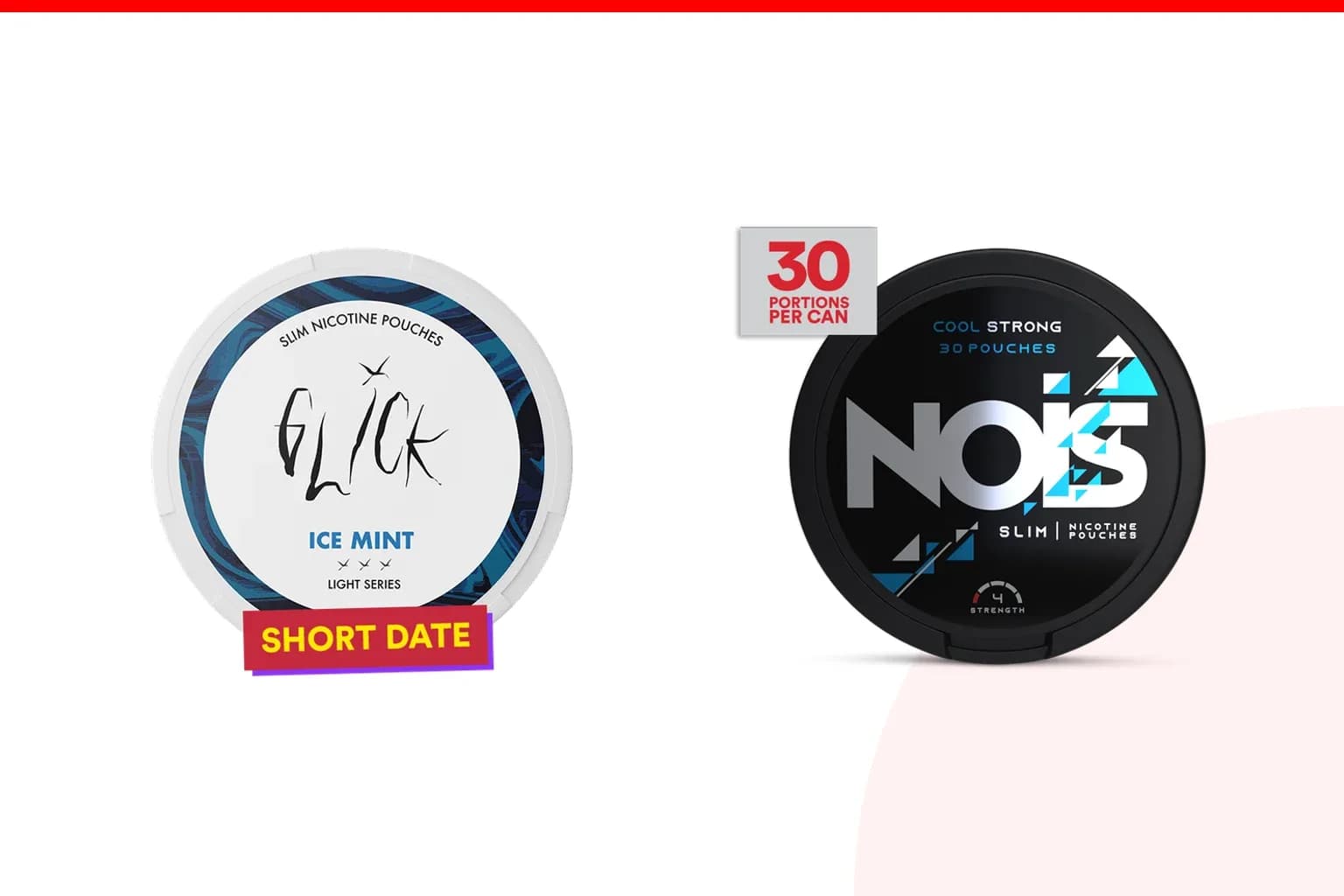Cans of Glick vs NOIS from the Nicotine Pouches Canada range