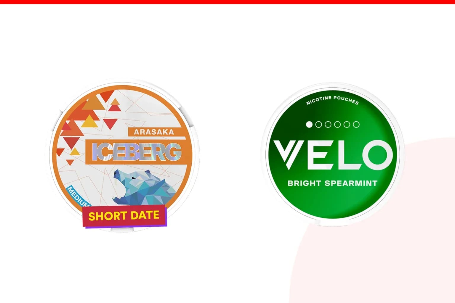Cans of Iceberg vs VELO from the Nicotine Pouches Canada range