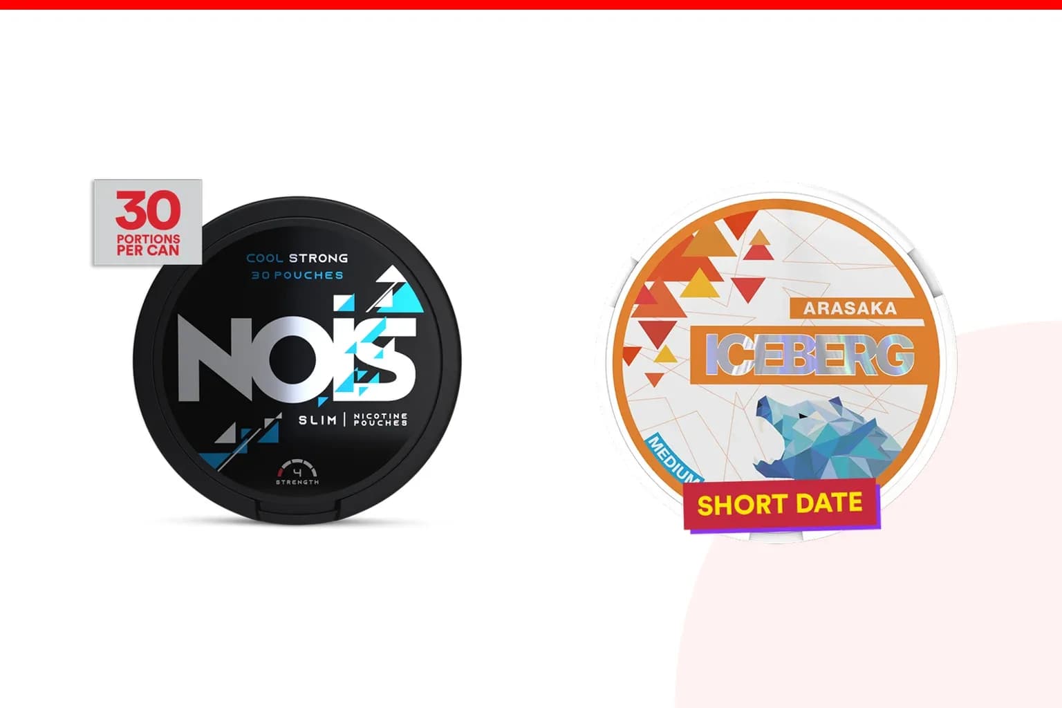 Cans of NOIS vs Iceberg from the Nicotine Pouches Canada range