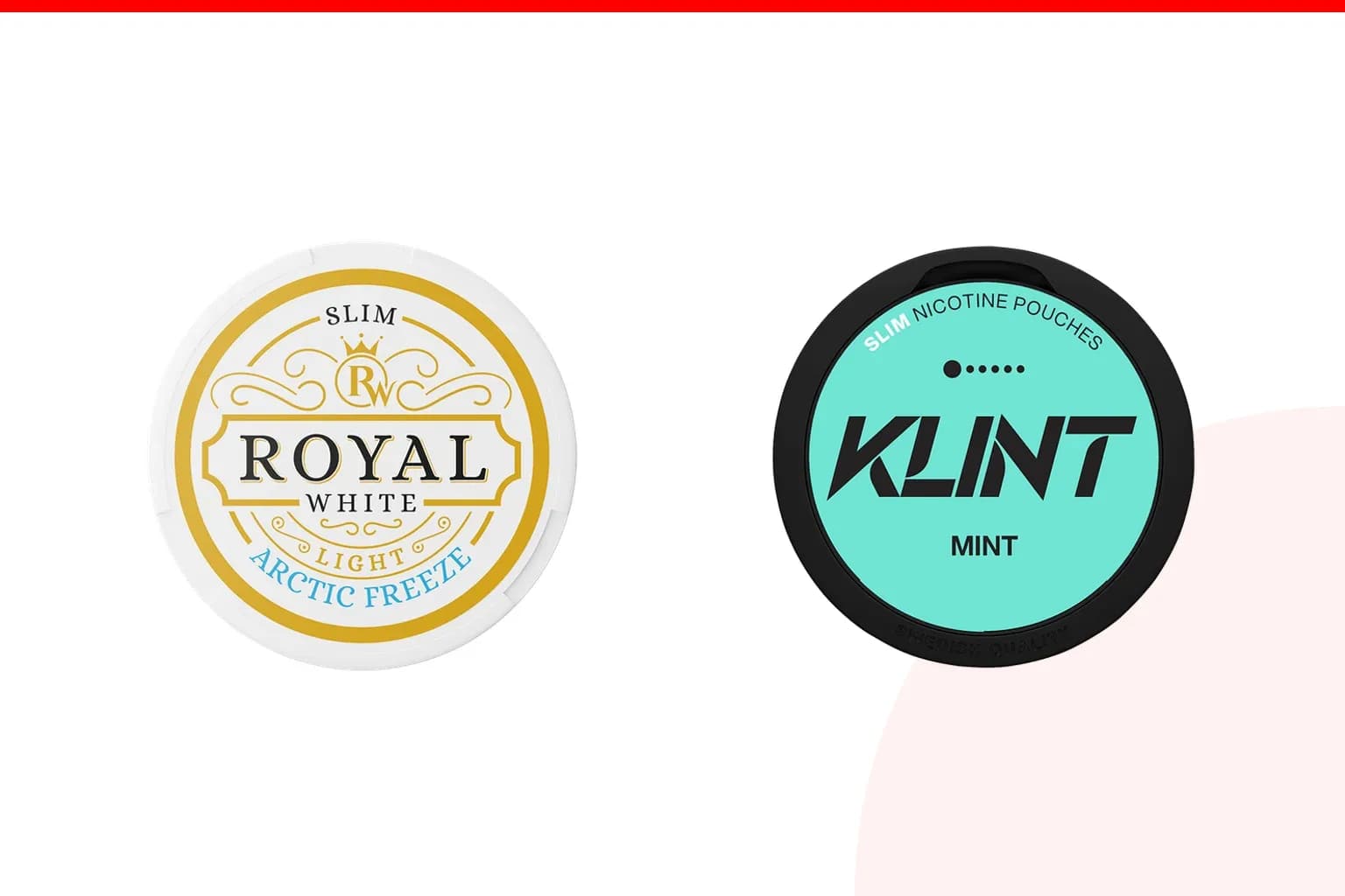 Cans of Royal White vs KLINT from the Nicotine Pouches Canada range