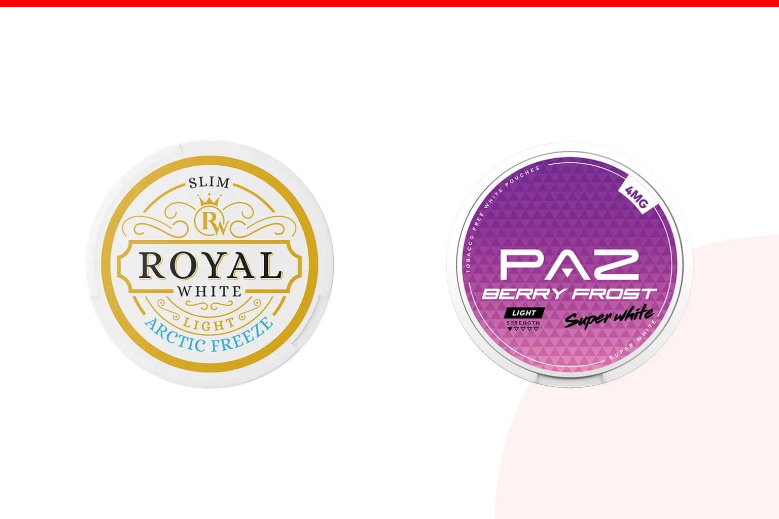 Cans of Royal White vs Paz from the Nicotine Pouches Canada range