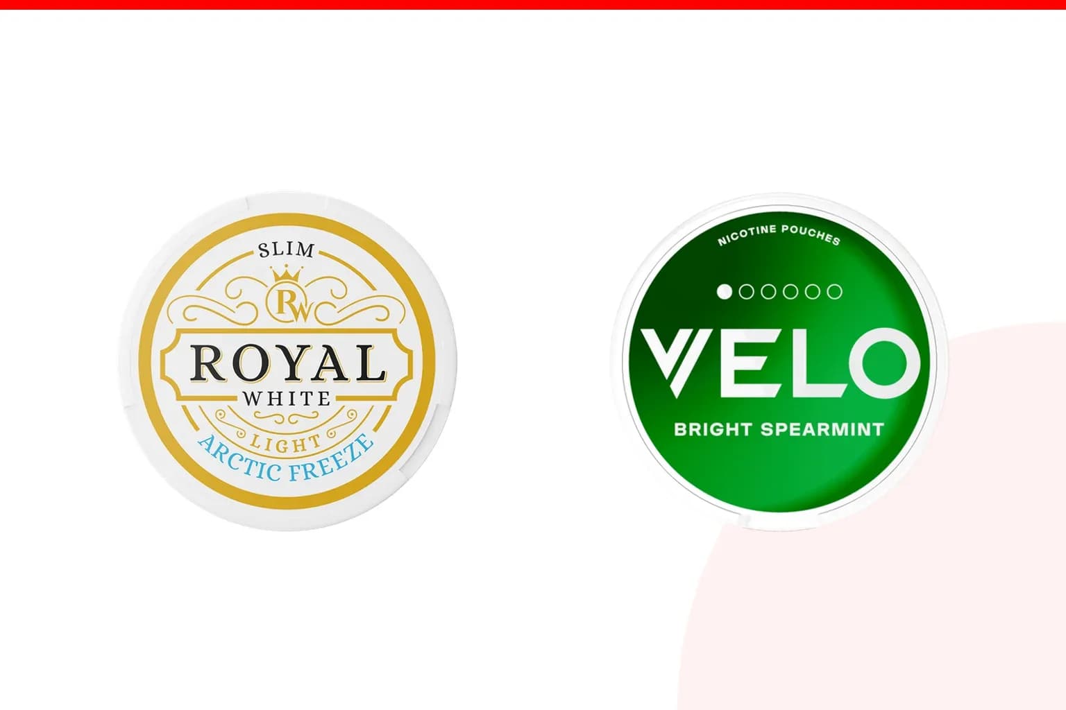 Cans of Royal White vs VELO from the Nicotine Pouches Canada range
