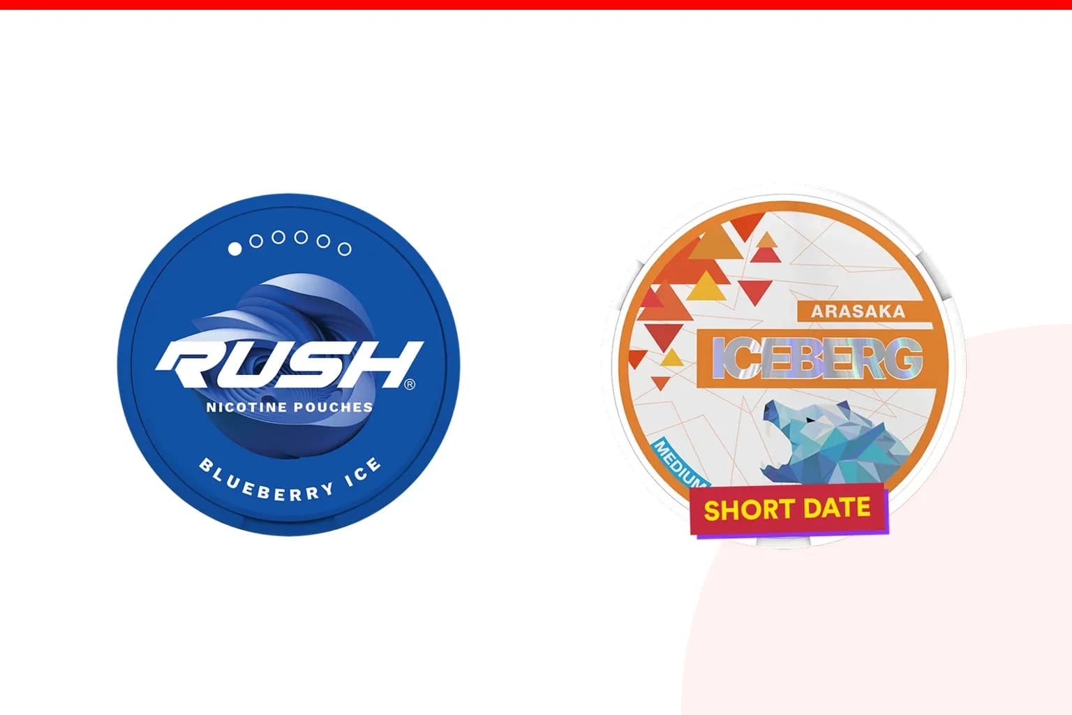 Cans of Rush vs Iceberg from the Nicotine Pouches Canada range
