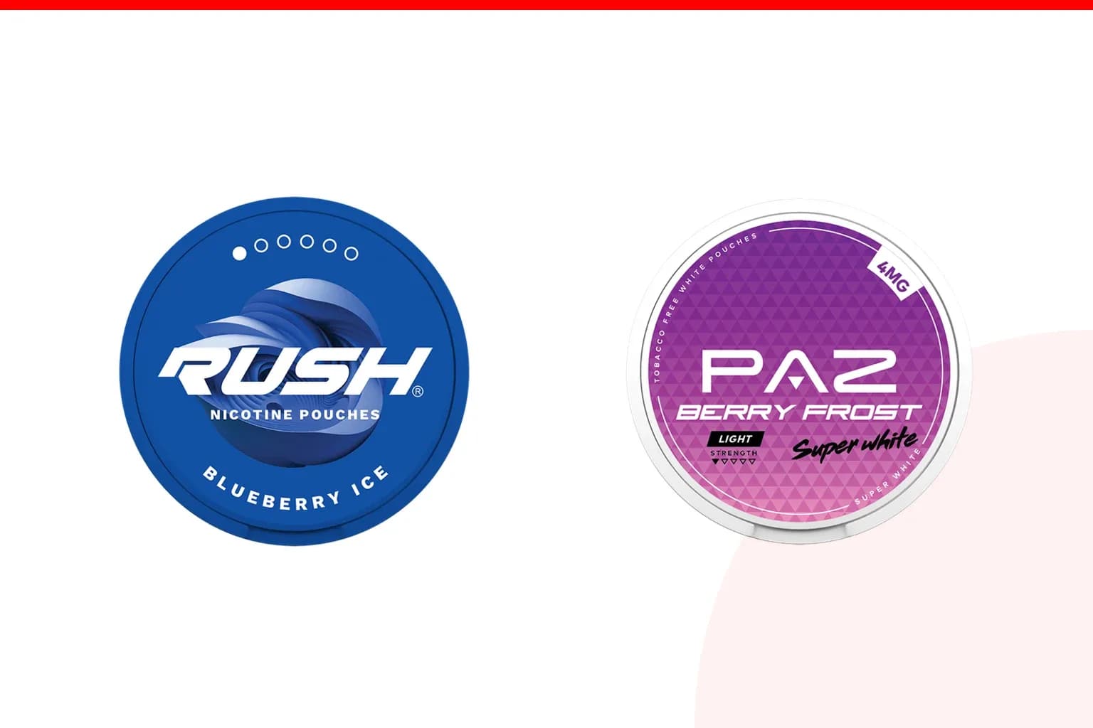 Cans of Rush vs Paz from the Nicotine Pouches Canada range