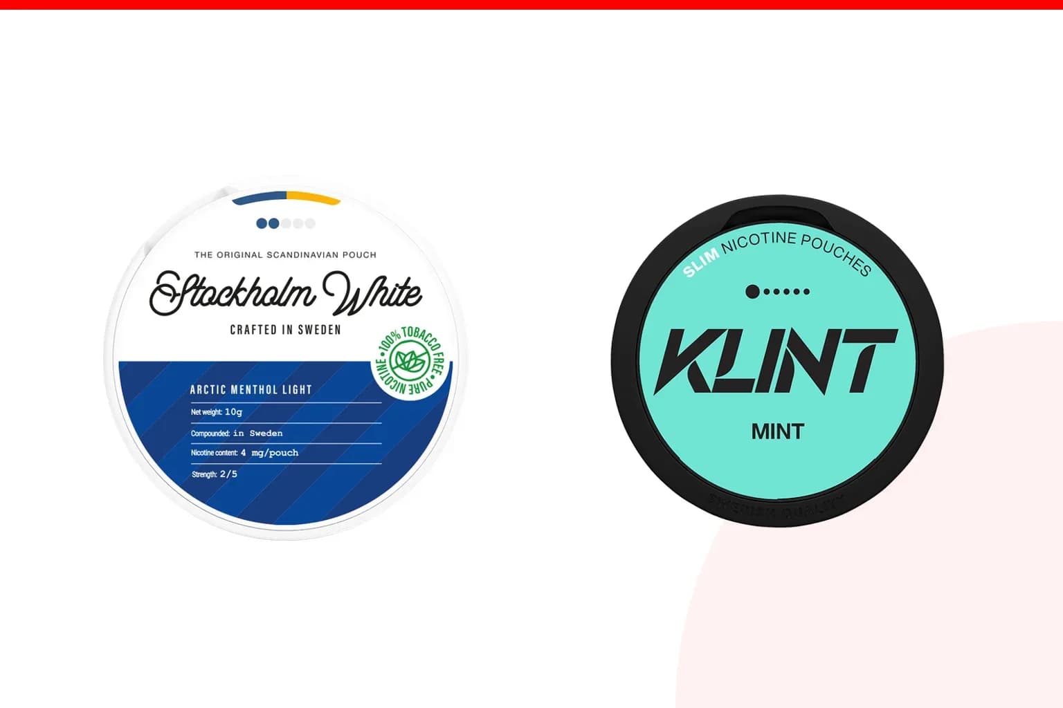 Cans of Stockholm White vs KLINT from the Nicotine Pouches Canada range