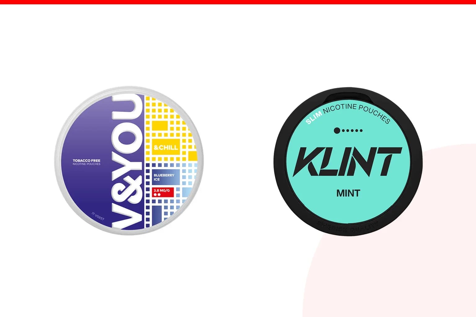 Cans of V&You vs KLINT from the Nicotine Pouches Canada range