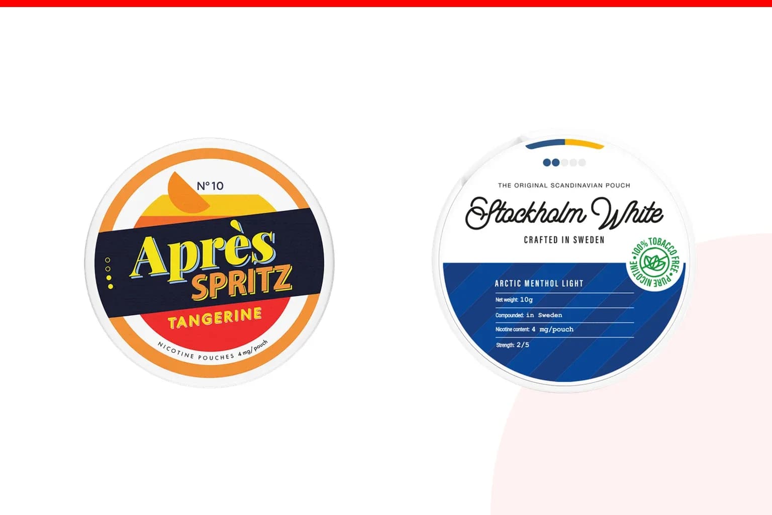 Cans of Après vs Stockholm White from the Nicotine Pouches Canada range