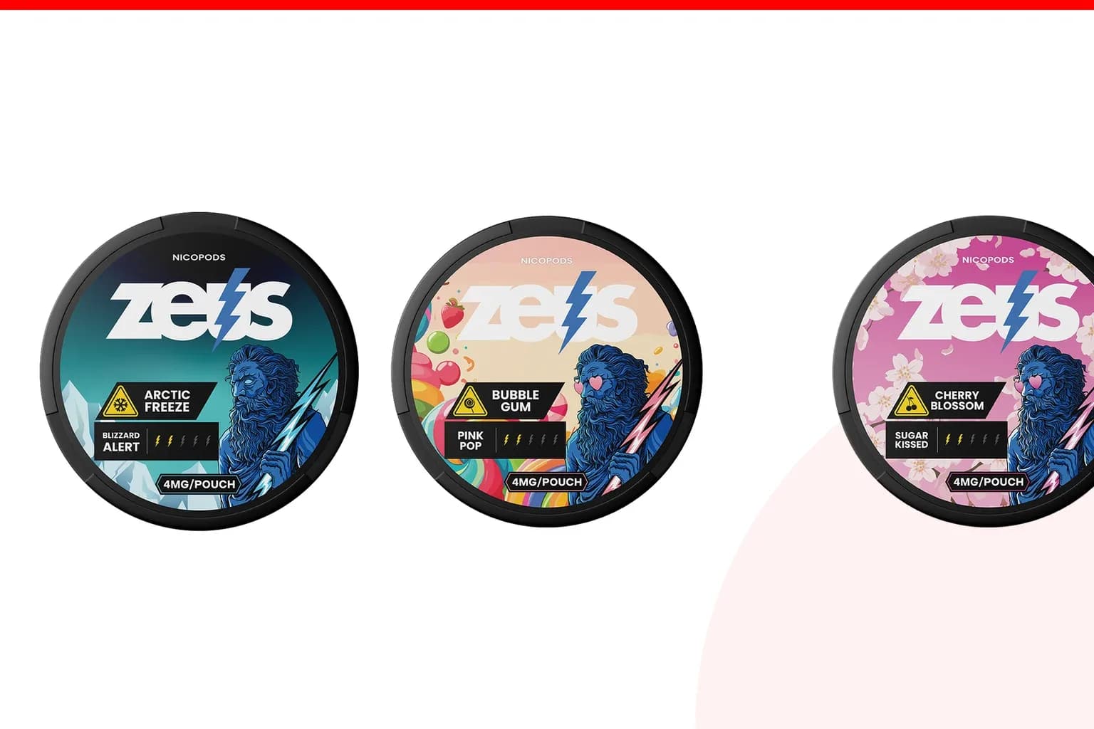 Cans of Best ZEUS flavours from the Nicotine Pouches Canada range