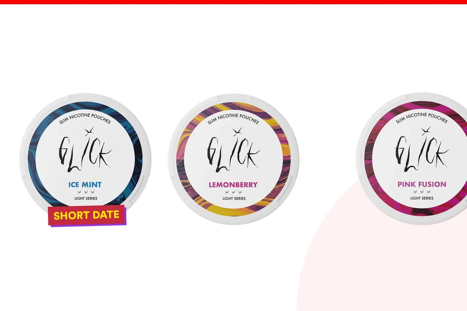 Cans of Glick nicotine pouches review from the Nicotine Pouches Canada range