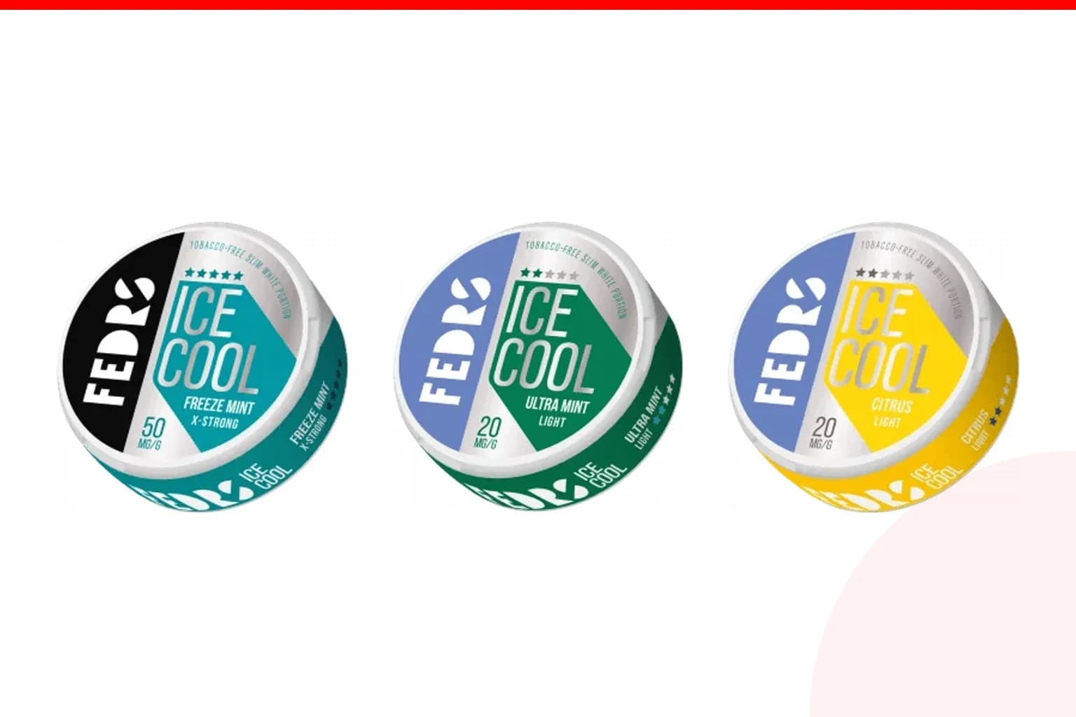 Cans of best fedrs flavours from the Nicotine Pouches Canada range