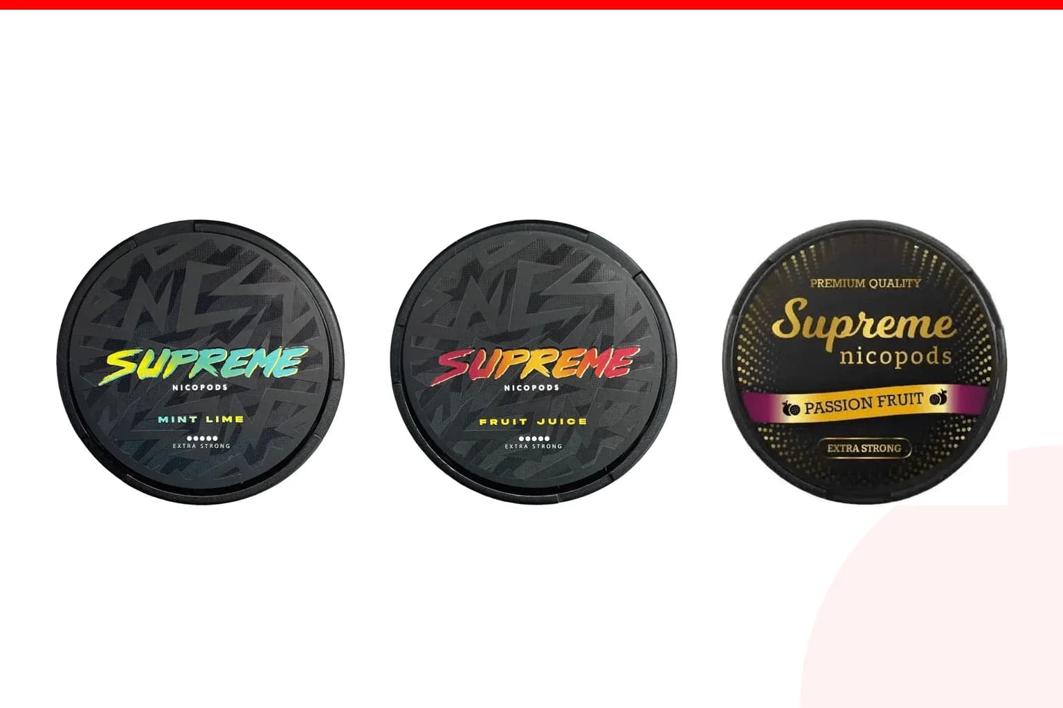 Cans of best supreme flavours from the Nicotine Pouches Canada range