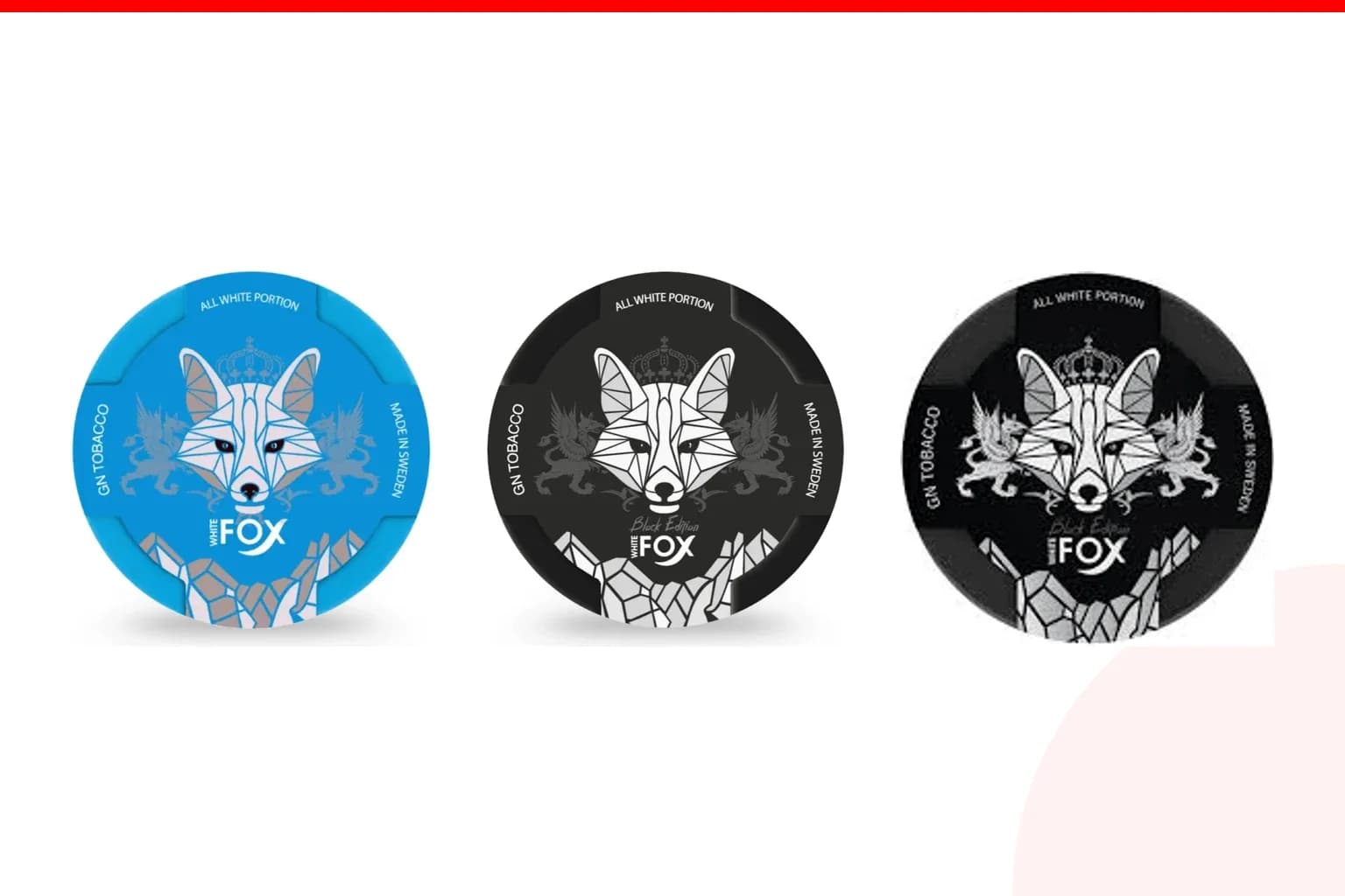 Cans of Best White Fox flavours from the Nicotine Pouches Canada range