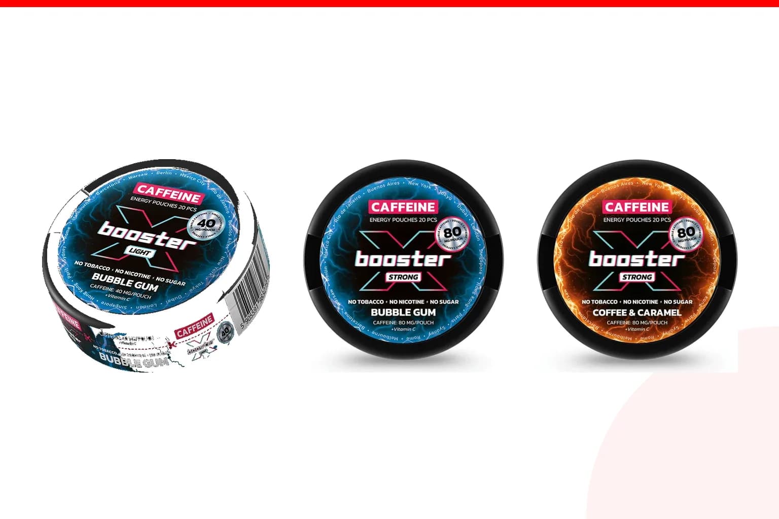 Cans of Best X-Booster flavours from the Nicotine Pouches Canada range